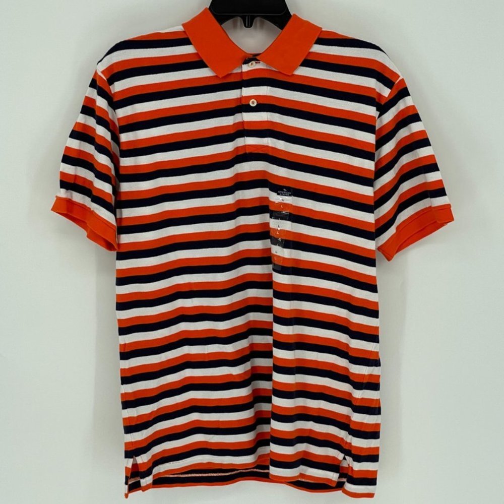 American Living Orange, White, and Blue Polo